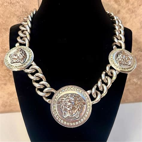 silver versace pendant|versace pendant and chain.